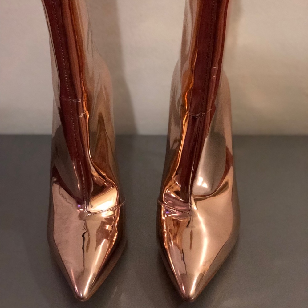 Rose gold platinum ankle booties